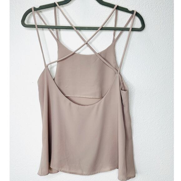 Lisakai Taupe Strappy Flowy Low Back Tank Top Blouse S - Picture 5 of 10